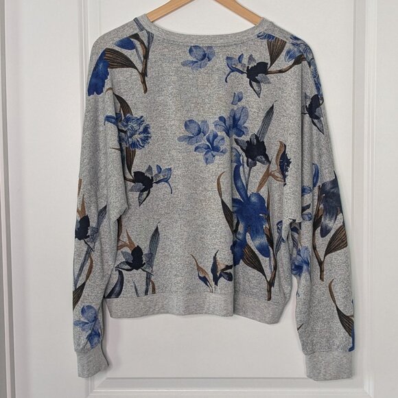 ZYIA Active Top Women's XXL Blue Gray Floral Cropped Pullover Dolman Sweatshirt - Picture 9 of 13